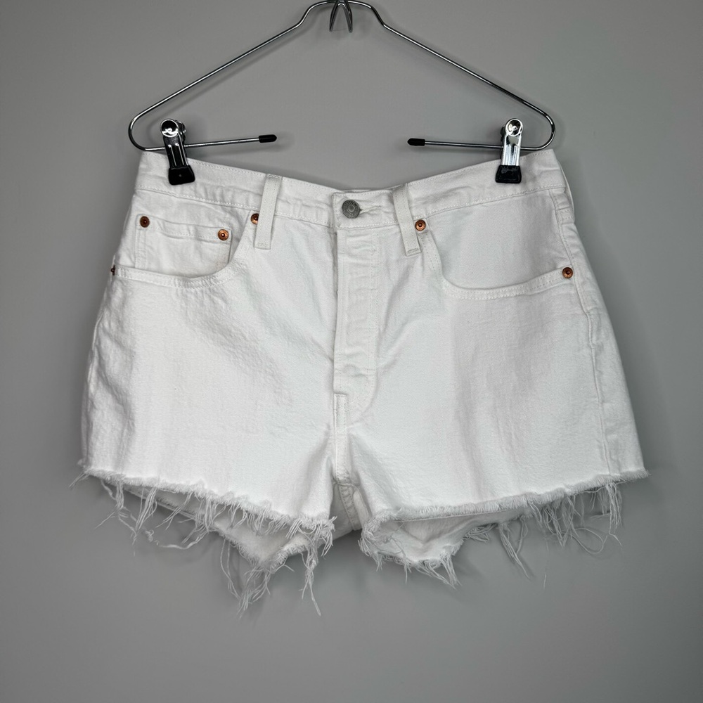 Levi’s 501 White Cut Off Shorts Denim Women’s Size 30” - Picture 3 of 14